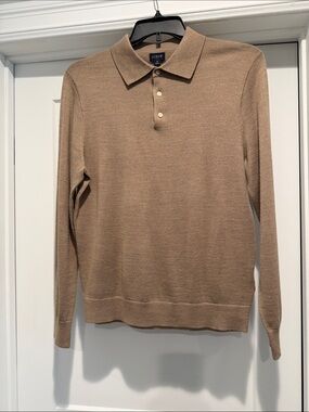 J. Crew Long Sleeve Polo in Camel Brown
